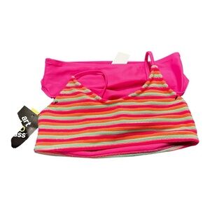 NWT Art Class Pink and Green Striped Bikini Set L (10/12)